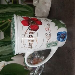 Fringe Studio White Floral Porcelain Tea Cup Mug with Steeper and Lid